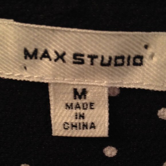 Max Studio M Black White Dot Bell Sleeve Top - Picture 5 of 5